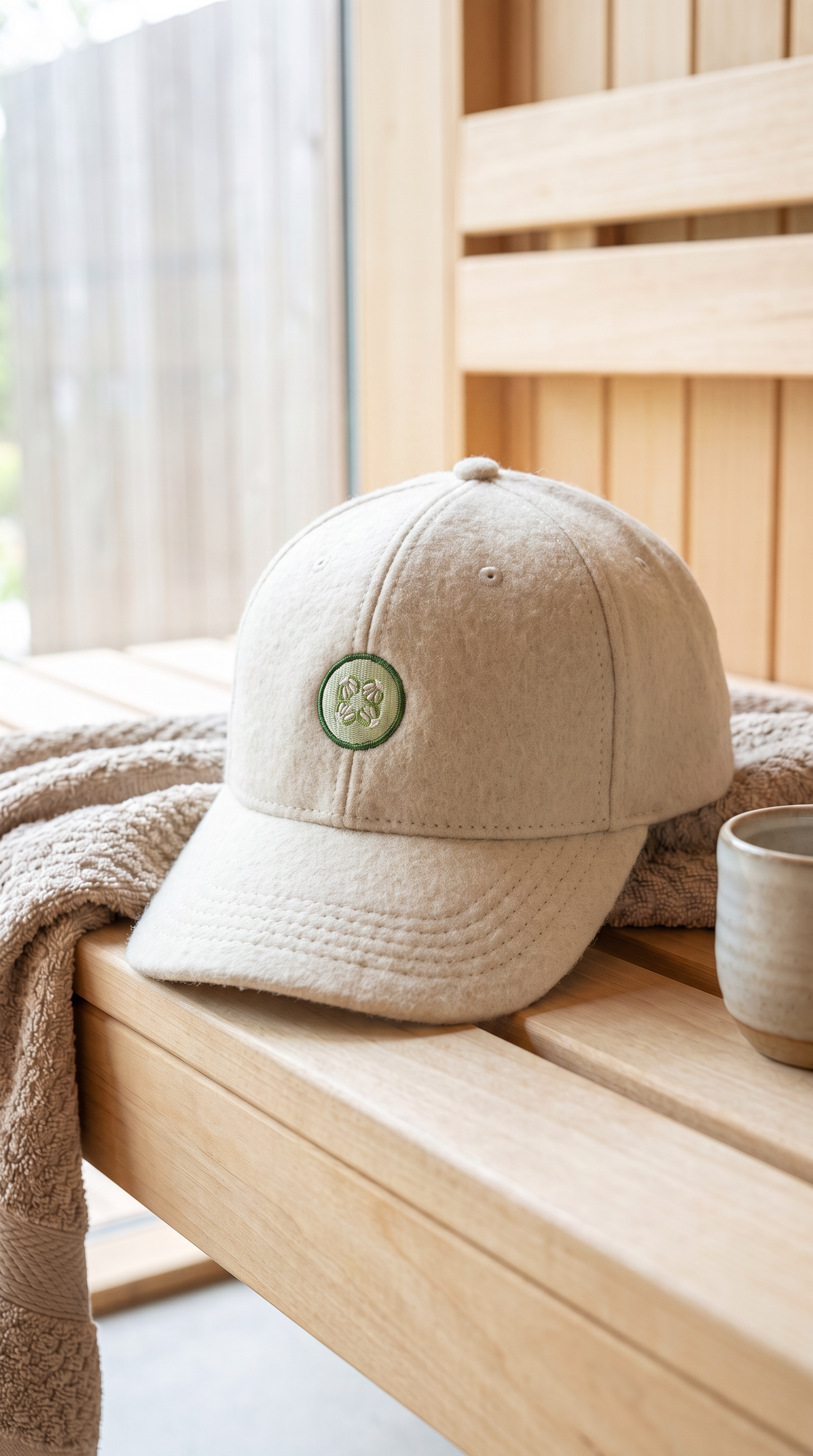 kyuik baseball sauna cap - natural wool